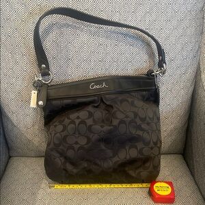 Coach Black Leather Shoulder Bag with Silver Hardware